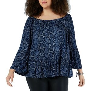 Michael Kors  Plus Size Snake-Print Peasant Blouse